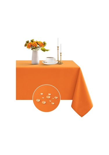 Sıvı Geçirmez Dertsiz Keten Masa Örtüsü Koyu Turuncu 25 Parça