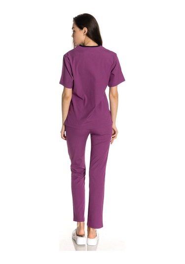 Unisex Likralı Mor Doktor / Hemşire Forması
