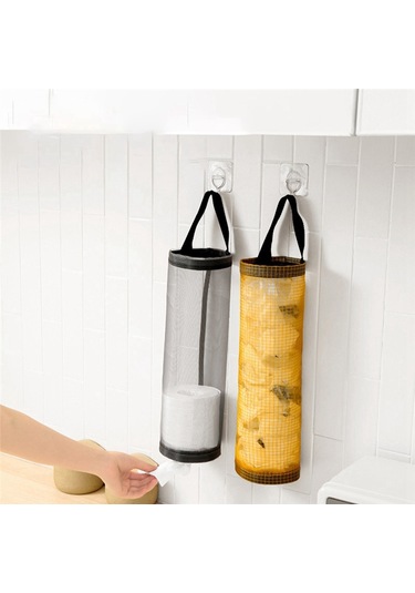 10'lu Set Mutfak Poşet Tutucu, Duvar  Monte Organizatör Black