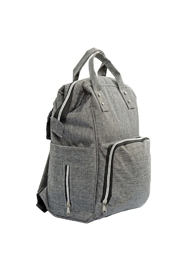 Anne Bebek Bakım Sırt Çantası Gri Termos Bölmeli Gri