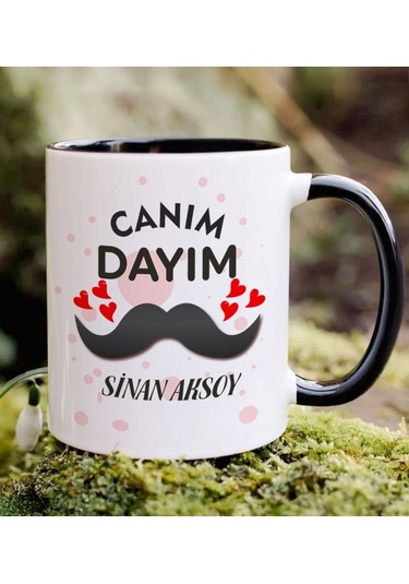 Bk Gift Kişiye Özel Canım Dayım Tasarımlı Siyah Kupa Bardak, Doğum Günü Hediyesi Kobitmeyencom34912 Bk Gift Renkli