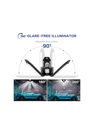 Yaozixa 360 Aydınlatmalı 8000 Lümen Led Garaj Lambası - 36w 6500k Esnek E27/e26 Siyah