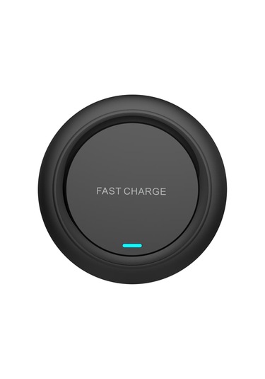 Q18 Yuvarlak Şekil Kablosuz Şarj Cihazı 15w Hızlı Şarj Masaüstü Şarj Pedi - Siyah Siyah