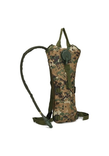 Zsykd Bisiklet Ve Dağcılık İçin 3l Su Torbası Sırt Çantası - Çöl Kamuflaj Desenli Yeşil Çelik Yeşil