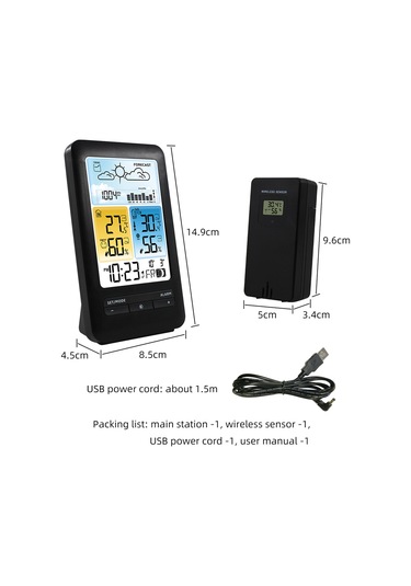 Lcd Hava İstasyonu Alarm Saat Ertelemeli Dijital İç Siyah