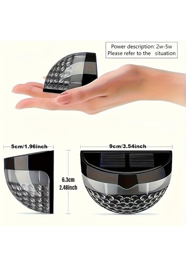 Motion003 6 Adet Güneş Enerjili Led Duvar Lambası Kara Kabuk Beyaz Işık Dış Mekan Bahçe Merdiven Aydınlatma Abs Malzeme Kolay Kurulum Ahşap