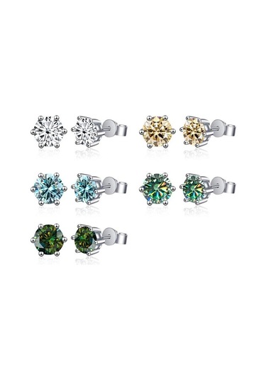 Beyaz Bagueringen 1.0ct D Renk Gra Mozanit Elmas 925 Ayar Gümüş Klasik Saplama Küpe Kadın Güzel Takı Düğün Hediyeleri Için