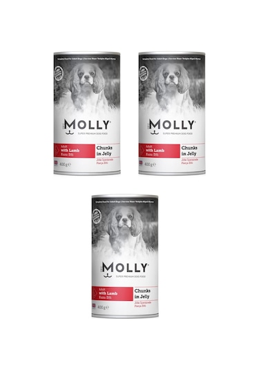 Molly Kuzu Etli Jöleli Köpek Konservesi 400 G X 3 Adet