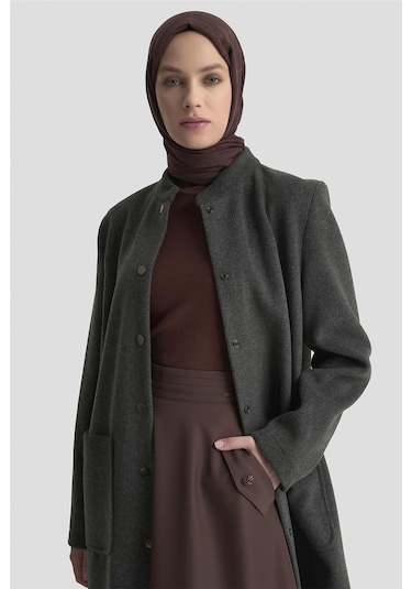 Armine Hakim Yaka Kaşe Kap 25kd1124 Gri Gri