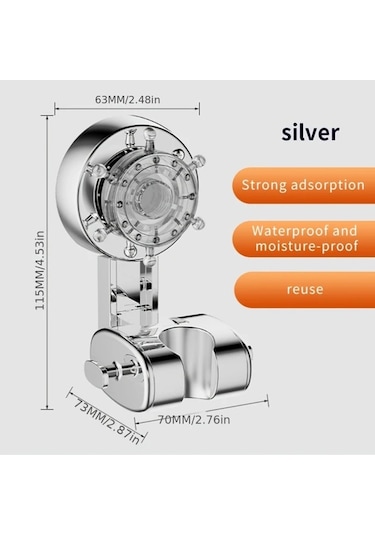 Globalbloom Siyah Ayarlanabilir Vantuzlu Duş Başlığı Askısı Delme İhtiyacı Yok Döner Askılı Siyah