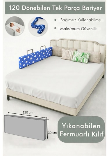 Miralay Yeni Nesil Yatak Bariyeri 120 CM Mavi Yıldız