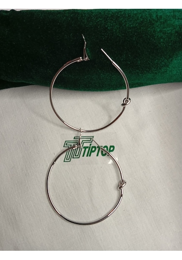 Tiptop/ Gümüş Renk Halka Küpe Gümüş