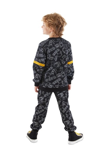 Denokids Arabalar Erkek Çocuk Siyah Eşofman Takım Renkli Çok Renkli