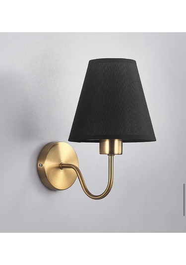 Burenze Modern Tasarım Duvar Aplik Gold Gövde Siyah Abajur