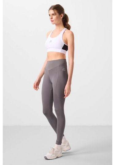 Koyu Gri Standart Fit Esnek Performans Kadın Tayt - 94666 Koyu Gri