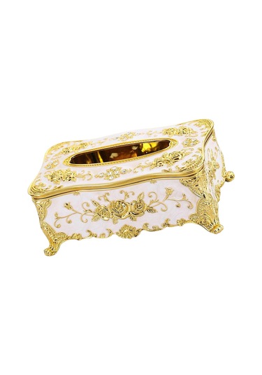 Home Dikdörtgen Mendil Karton Kutu Kılıf Tutucu Kapak Beyaz Altın