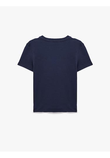 Koton Pamuklu Slim Fit Bisiklet Yaka Kısa Kollu Basic Tişört Lacivert 6sak50472ek