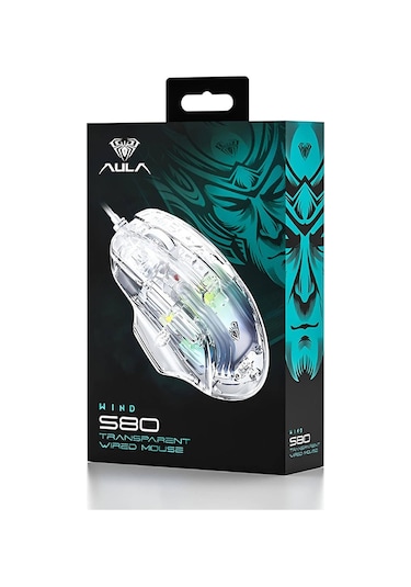 Aula S80 7200 DPI 7 Tuşlu RGB Şeffaf Optik Oyuncu Mouse