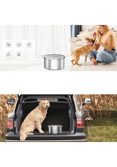 Ecronicword Paslanmaz Çelik Evcil Hayvan Su Kabı Kediler Köpekler 4l W11