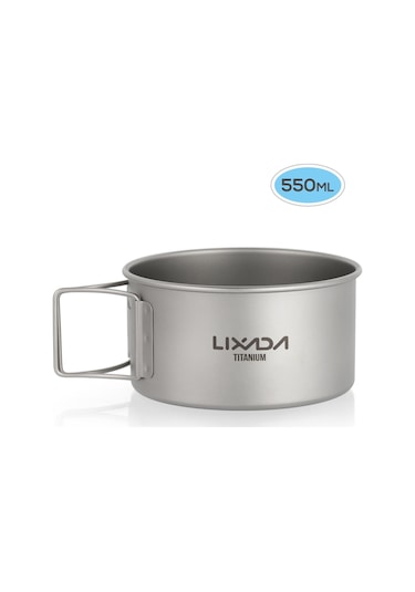 Açık Kamp Yürüyüş İçin Lixada Titanyum Kase Katlanır Kolları Akşam Yemeği Gıda Kabı M - 550ml Çok Renkli
