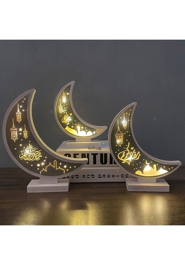Novahub Orta Boy B Model Ahşap Ramazan Lambası, Parlak Akrilik, Beyaz, Dekoratif