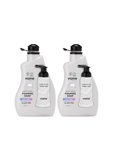 Vione 2 Adet Köpük Sabun El Ve Yüz İçin Doğal Beyaz Sabunlu 2 Lt Köpük Yapıcı Sabunluk Hediyeli