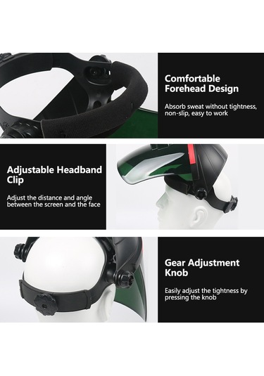 Mufunye Büyük Görüntüleme Ekranı Kaynak Maskesi Güneş Enerjili Otomatik Karartma Baş Üstü Kaynak Ka