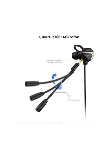 Lecoo HT105 Kablolu 3.5mm Jacklı Çıkartılabilir Mikrofonlu Kulak İçi Gaming Kulaklık
