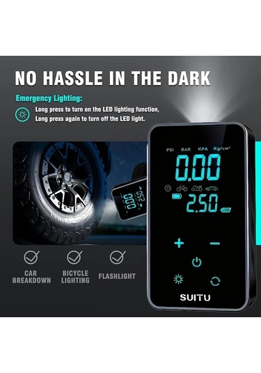 Fochsia Inflator 4x Super Hizli Sisme Portatif Hava Kompresoru Dijital Ekranli Usb Sarjli 2000mah Bataryali Araba Lastikleri Icin Kompakt Ve Pratik