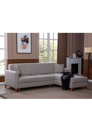 Sunrise Çift Yönlü Keten Yataklı Modüler Köşe Koltuk Takımı Gri Gri