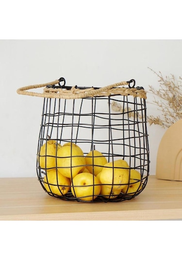 Homyl Avlu İç Ve Dış Mekan Oteli Için Duvara Asılan Sepet Siyah