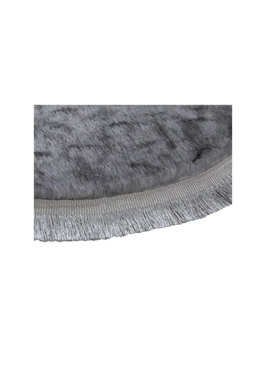 My Evilla Modern Dekoratif Halı Jel Kaymaz Taban Peluş Gri Desenl Gri