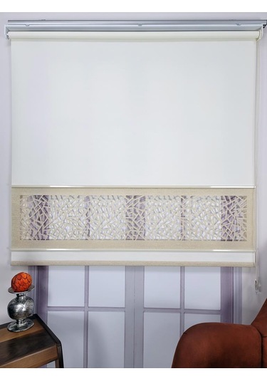 Yeni Nesil Çift Renk Lazer Stor Perde Mat Kalın Kumaşlı Renk Seçenekli Beyaz-sütlü Kahve