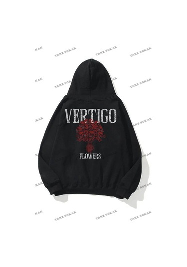 Y2K Unisex Vergito Flower Sweatshirt Kod 1800 Siyah