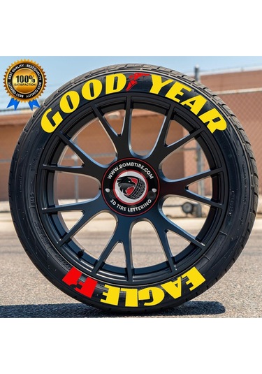 Motosiklet & Araç Goodyear 3d Oto Lastik Jant Yazısı Şerit Sticker Arma Oto Sticker 4 Adet 2.5 Cm