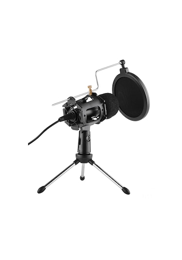 Youtek F8 Masaüstü Mikrofon Seti: Mini Mikrofon, Tripod, Titreşim Önleyici, Rüzgar Koruma, 3.5mm Bağlantı