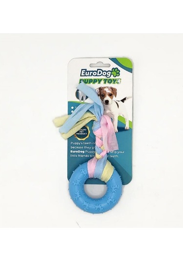 Euro Dog Puppy Ufak Halka Diş Kaşıma Köpek Oyuncağı Mavi 16 Cm