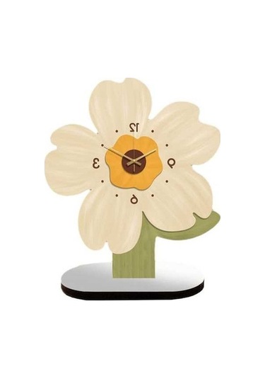 Trendooze Suntek Sessiz Saati Saat Masa Desenli Dekoratif Ayçiçeği Analog - Cm