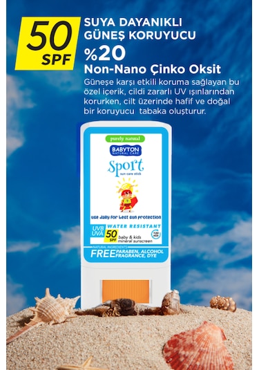 Suya Dayanıklı Doğal Güneş Stick Spf 50