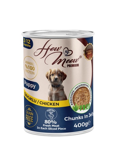How Meow Jöleli Tavuklu Parça Etli Yavru Köpek Yaş Maması 12 x 400 G