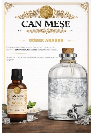 Can Meşe Göbek Anason Yağı Rakı Kiti 20 ML - 5 L Uyumlu