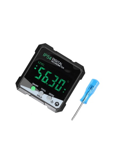 Kangvka Yeşil Ip54 Dijital Eğim Ölçer, 4x90 Aralık, Lcd Işıklı Ekran, Tek Taraflı Manyetik, Mutlak/ilişkisel Ölçüm, Veri Tutma Fonksiyonu