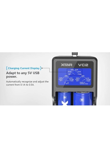 Xtar Vc2 Usb Lcd Ekran Akıllı Şarj Ve Test Cihazı 3.7V Li-İon