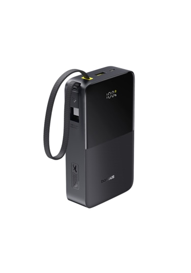 Baseus Enerfill Bipow2 Pro 20000mah Dahili Usb-c Kablolu, 22,5 W Hızlı Şarjlı, Led Ekranlı Powerbank, Siyah Siyah