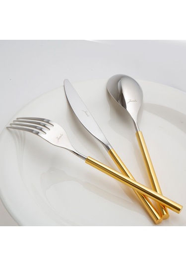 Jumbo 6000 Roller Altın 12 Kişilik 84 Parça Çatal Kaşık Bıçak Takımı Altın