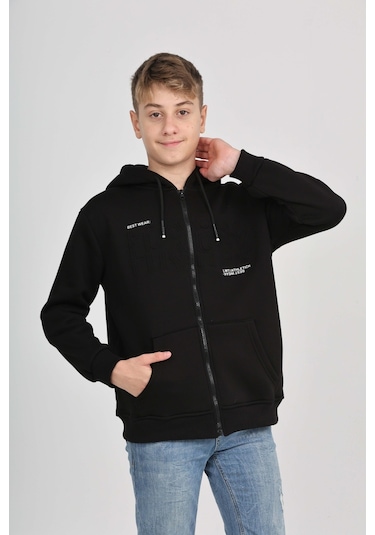 Toontoy Erkek Çocuk Luxury Baskılı Hırka Siyah