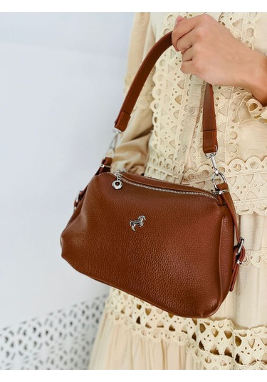 Miami Polo Clup Yumuşak Suni Deri Çapraz Askılı El Çanta Taba