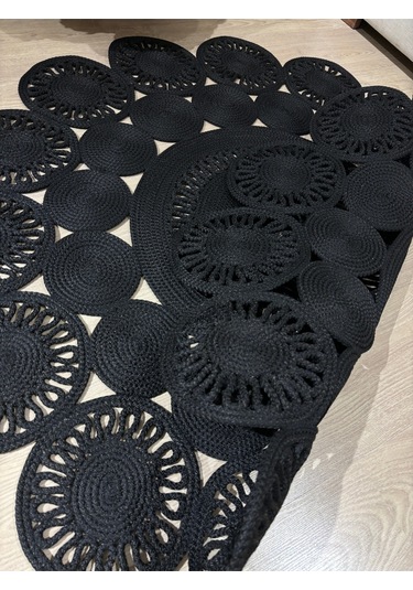 Marguerite Trikot Papatya Model Kilim Siyah