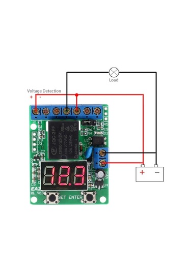 12v Dc Röle Kontrol Modülü - Voltaj Tespiti, Aşırı/düşük Voltaj Koruma, Şarj/deşarj Zamanlama, Dijital Gösterge