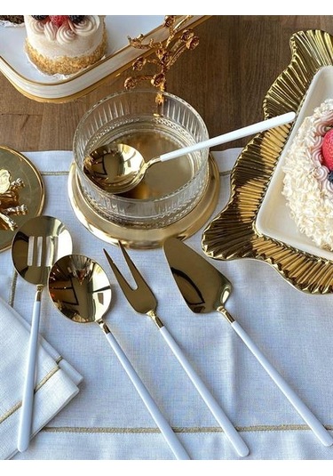 Allegra White Gold 5 Parça Servis Kaşık Seti Renkli